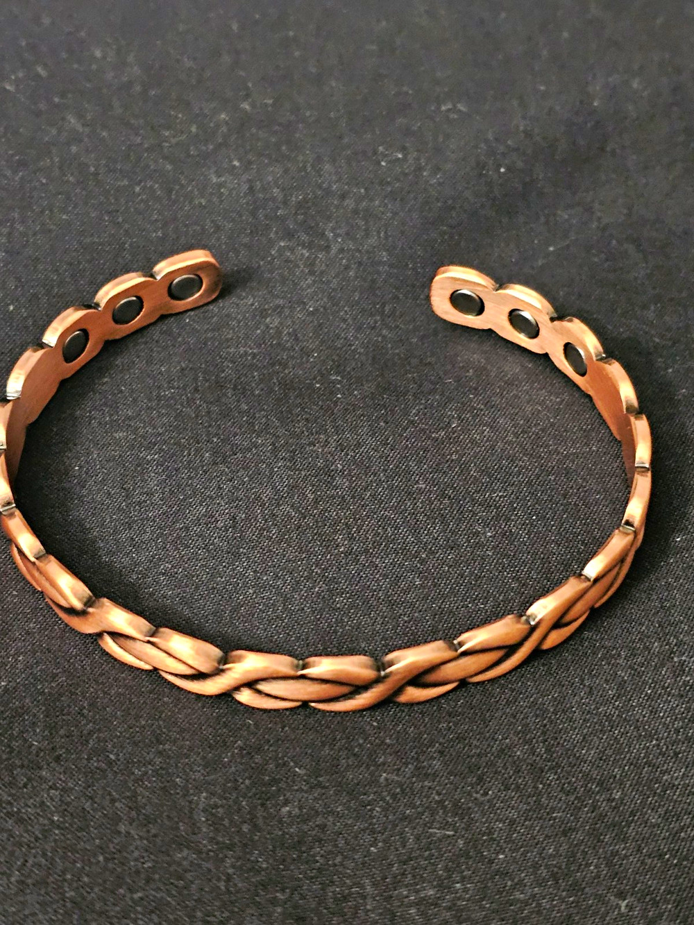 100% Copper Magnetic Braided cuff Bangle adjustable Bracelet Open Closure